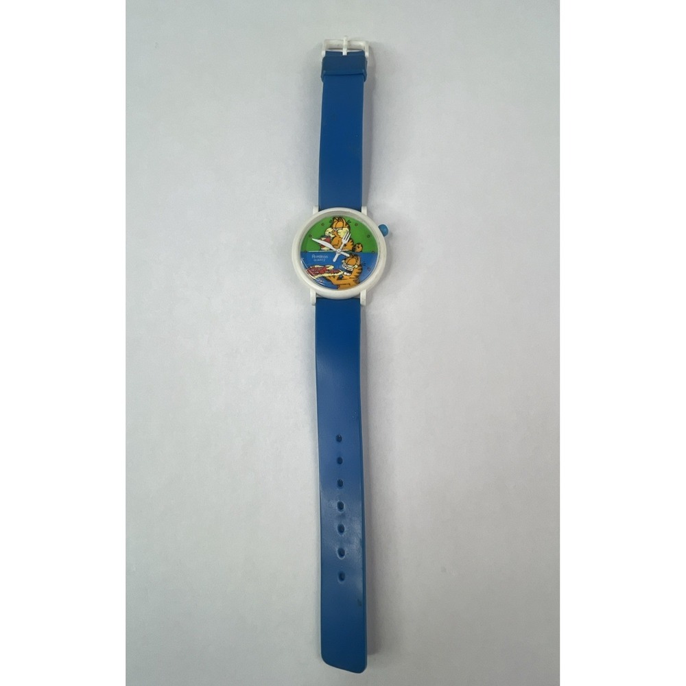 Vintage 1978‎ Armitron Garfield Collector Watch Blue Band Pizza UNTESTED